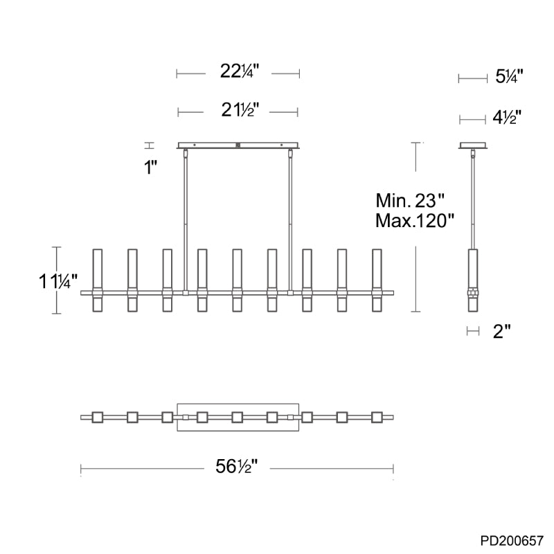Modern Forms PD200657-TWA Cinaplex 57" LED Linear Pendant