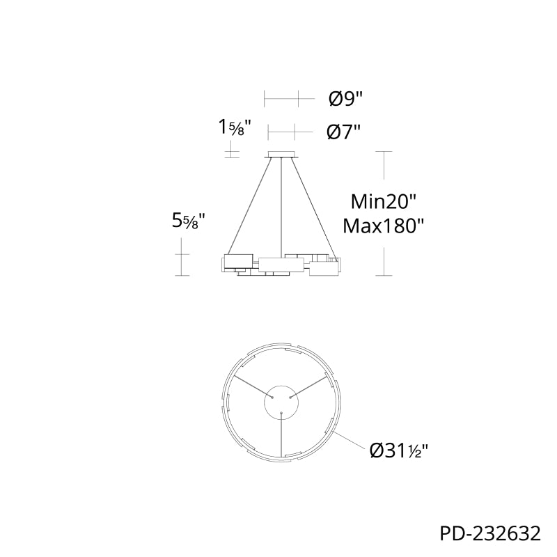 Modern Forms PD232632-TWA Keefe 32" LED Pendant