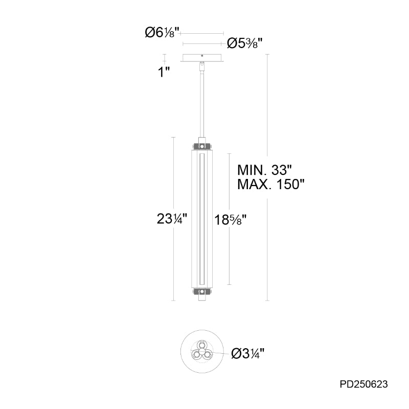 Modern Forms PD250623-TWA Trice 3" LED Pendant
