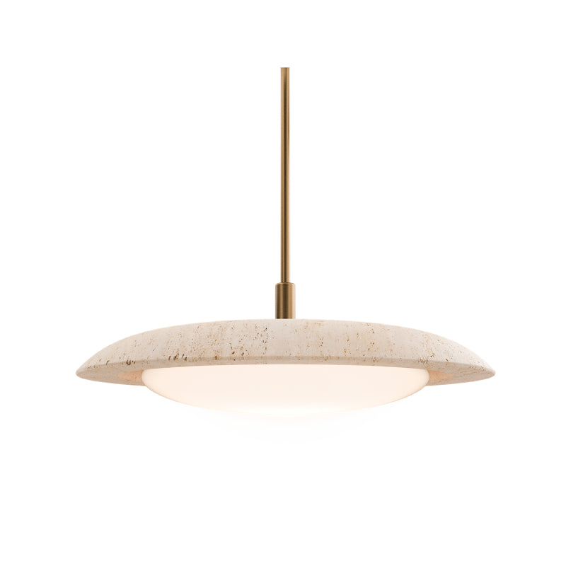 Modern Forms PD264620-TWA Saturno 1-lt 20" LED Pendant-Beige Travertine/Aged Brass