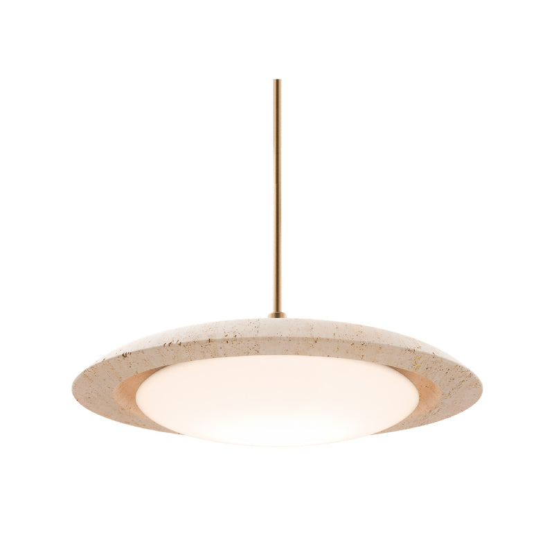 Modern Forms PD264620-TWA Saturno 1-lt 20" LED Pendant-Beige Travertine/Aged Brass