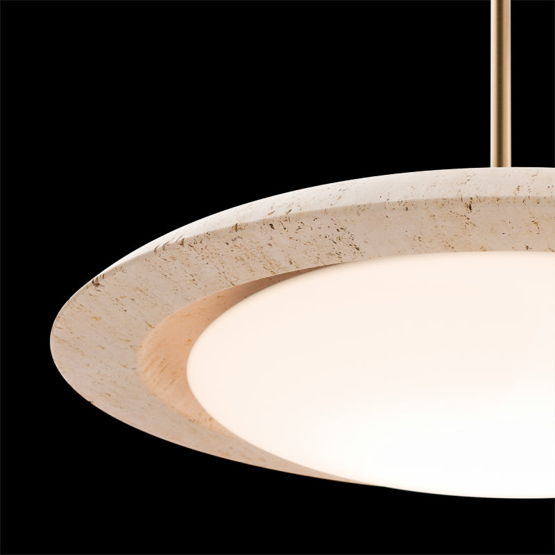 Modern Forms PD264620-TWA Saturno 1-lt 20" LED Pendant-Beige Travertine/Aged Brass