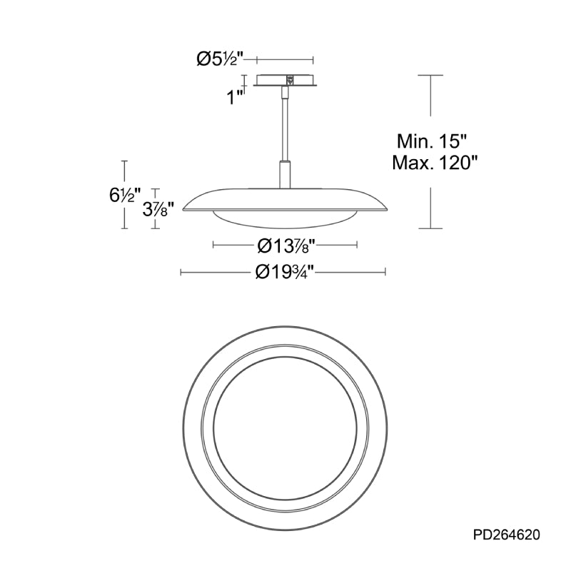 Modern Forms PD264620-TWA Saturno 1-lt 20" LED Pendant