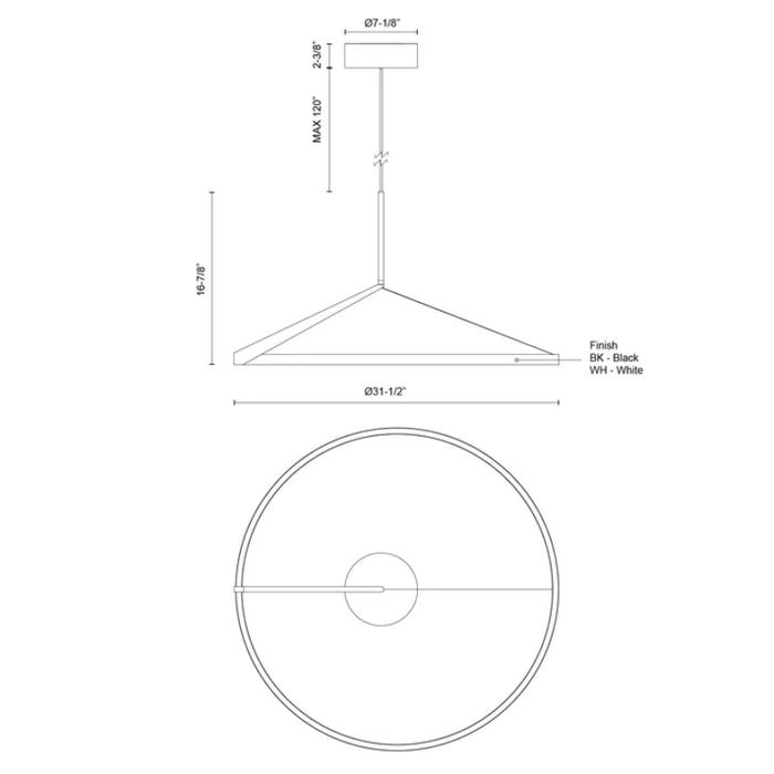Kuzco PD27731-3WCCT-UNV Roda 1-lt 31" LED Pendant, 3CCT Selectable