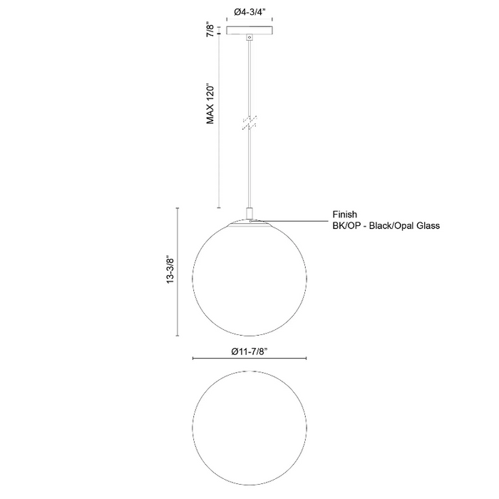Kuzco PD34212 Marco 1-lt 12" Pendant