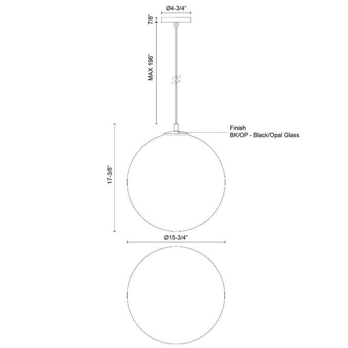Kuzco PD34616 Marco 1-lt 16" Pendant
