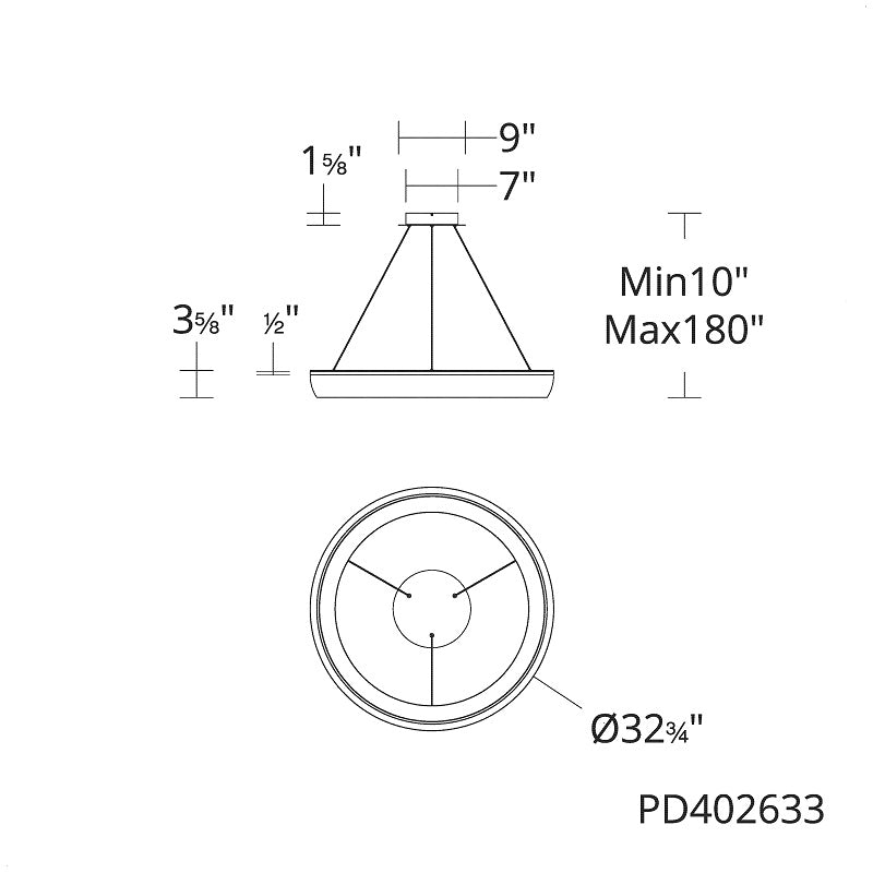 dweLED PD402633 Ringwall 1-lt 33" LED Pendant, 4CCT