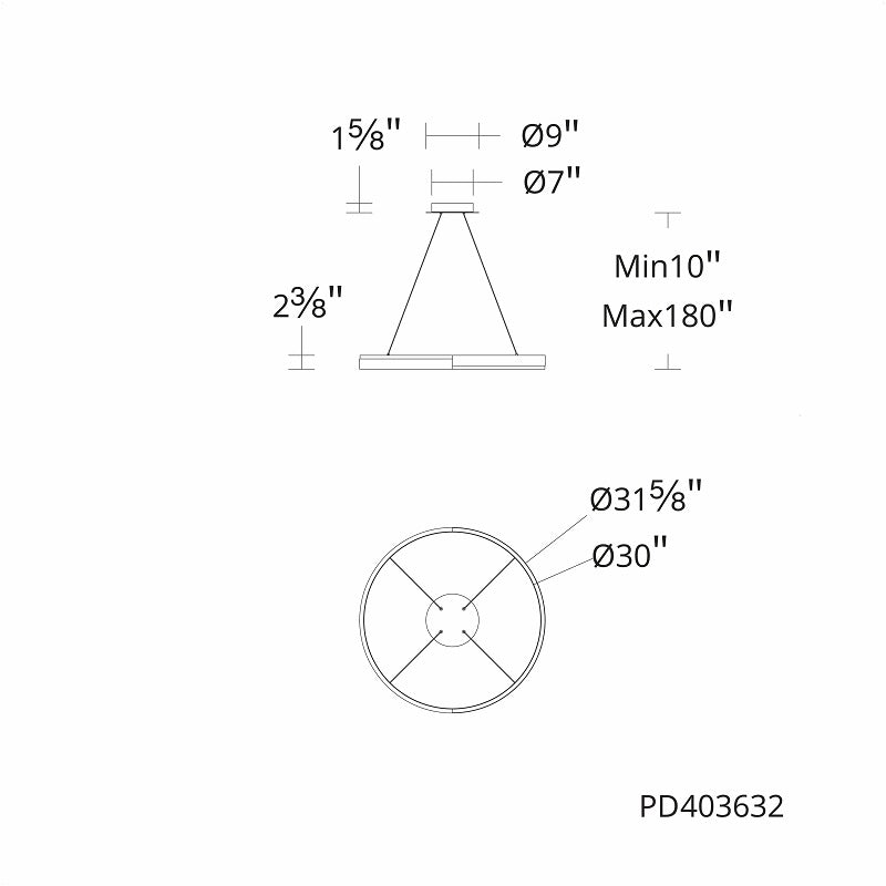 dweLED PD403632 Rounder 1-lt 32" LED Pendant, 4CCT