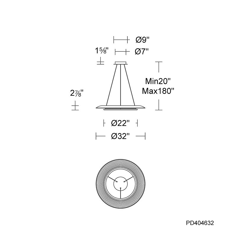 dweLED PD404632 Center Stage 1-lt 32" LED Pendant, 4CCT