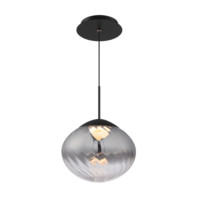 dweLED PD407609 Swayzey 1-lt 10" LED Pendant, 4CCT - Black/Smoke Glass			