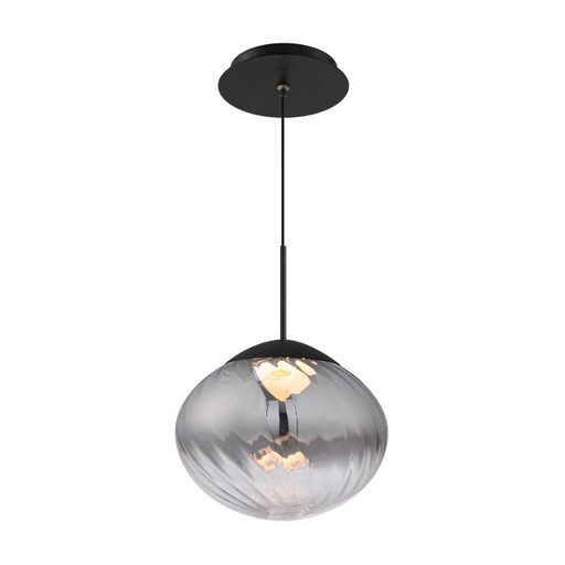 dweLED PD407609 Swayzey 1-lt 10" LED Pendant, 4CCT - Black/Smoke Glass			