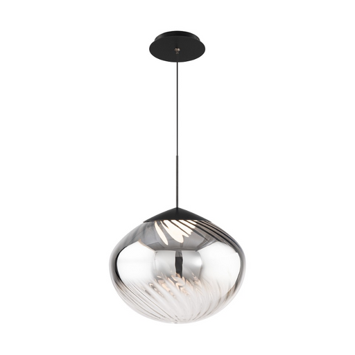 dweLED PD407614 Swayzey 1-lt 14" LED Pendant, 4CCT - Black/Smoke Glass