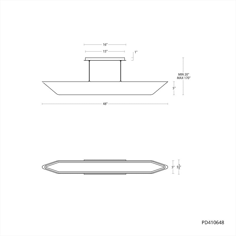 dweLED PD410648 Shipmate 1-lt 48" LED Linear Pendant, 4CCT