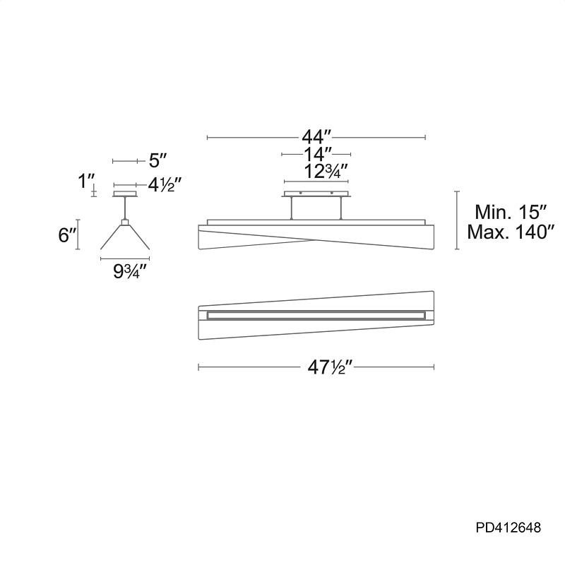 dweLED PD412648 Parasail 1-lt 48" LED Linear Pendant, 4CCT