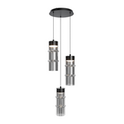dweLED PD413603R Kanister 3-lt 12" LED Multi Light Pendant - Black/Smoke Glass