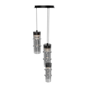 dweLED PD413603R Kanister 3-lt 12" LED Multi Light Pendant - Black/Smoke Glass
