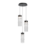 dweLED PD413603R Kanister 3-lt 12" LED Multi Light Pendant - Black/White Glass