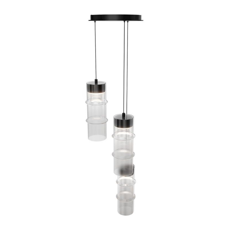 dweLED PD413603R Kanister 3-lt 12" LED Multi Light Pendant - Black/White Glass