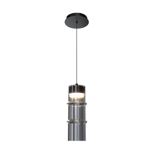 dweLED PD413612 Kanister 1-lt 6" LED Pendant - Black/Smoke Glass