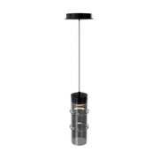 dweLED PD413612 Kanister 1-lt 6" LED Pendant - Black/Smoke Glass