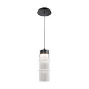 dweLED PD413612 Kanister 1-lt 6" LED Pendant - Black/White Glass
