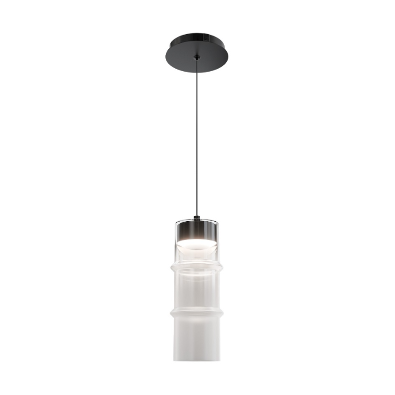 dweLED PD413612 Kanister 1-lt 6" LED Pendant - Black/White Glass