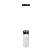 dweLED PD413612 Kanister 1-lt 6" LED Pendant - Black/White Glass