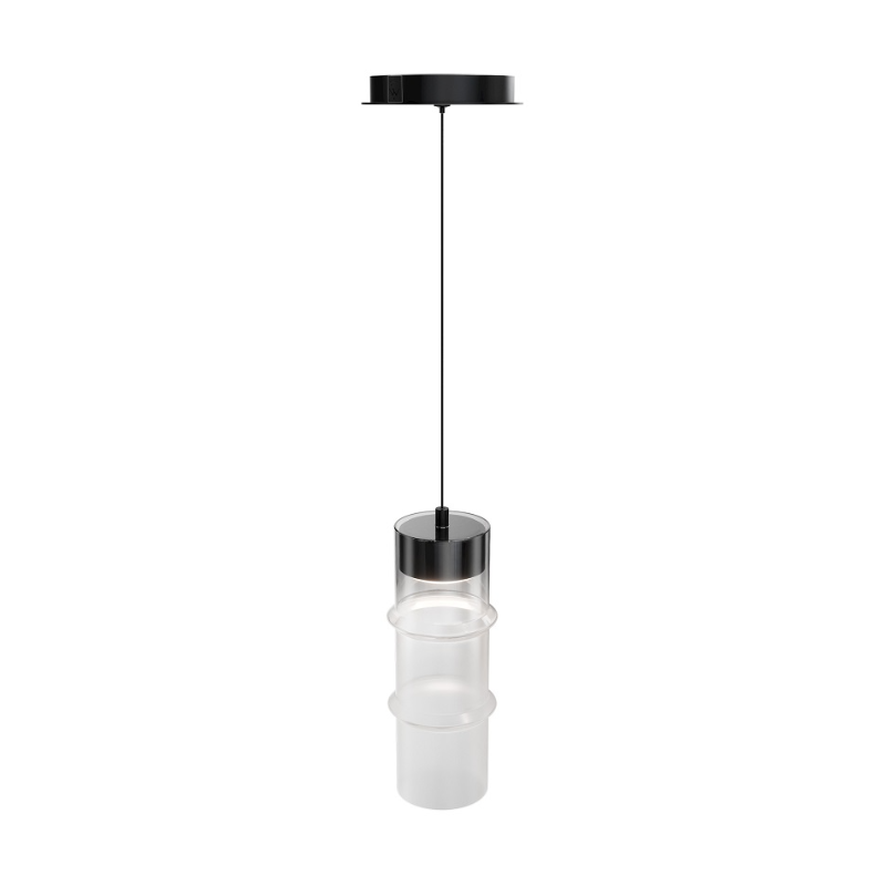dweLED PD413612 Kanister 1-lt 6" LED Pendant - Black/White Glass