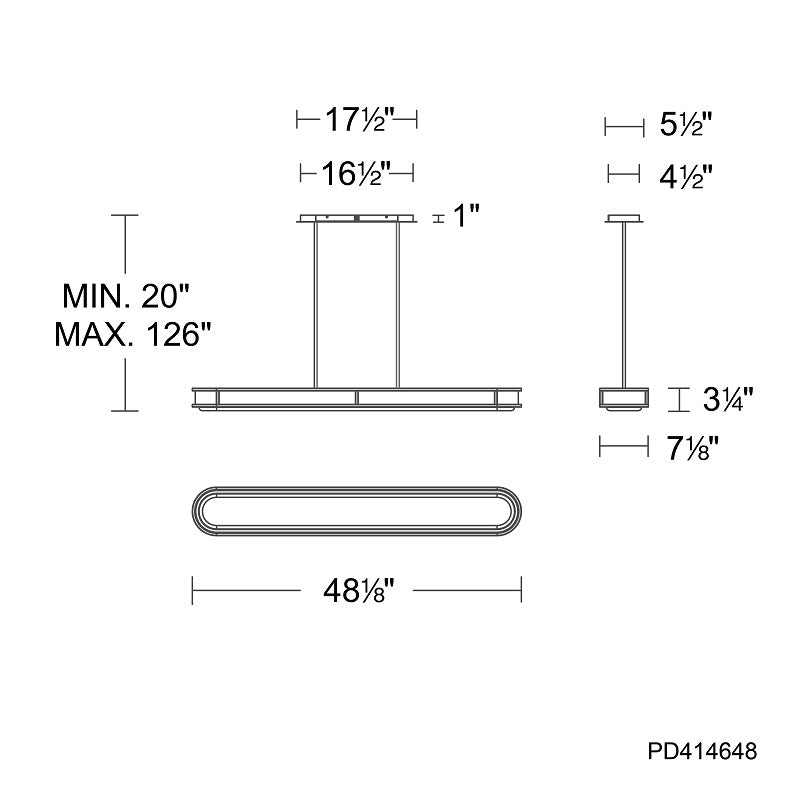 dweLED PD414648 Longboard 1-lt 48" LED Linear Pendant