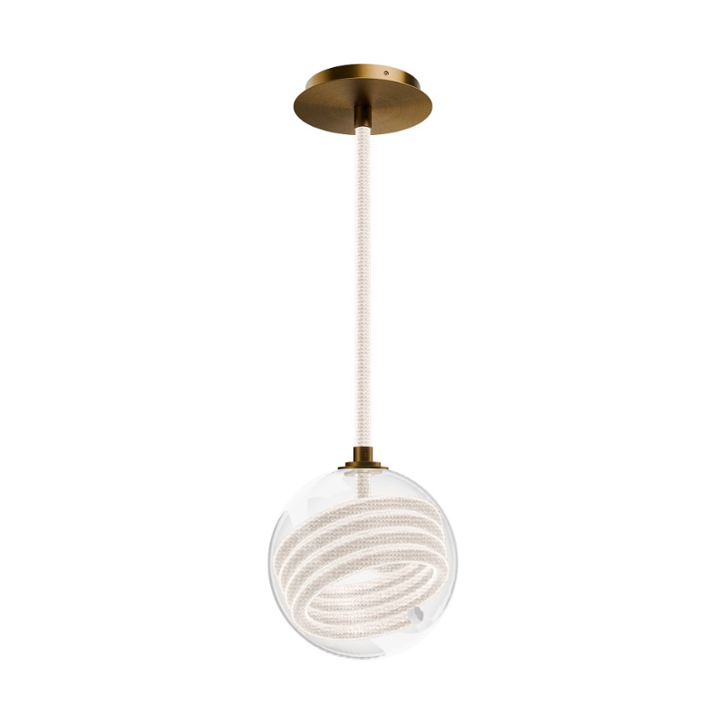 dweLED PD417609 Roper 1-lt 9" LED Pendant, 4CCT - Aged Brass