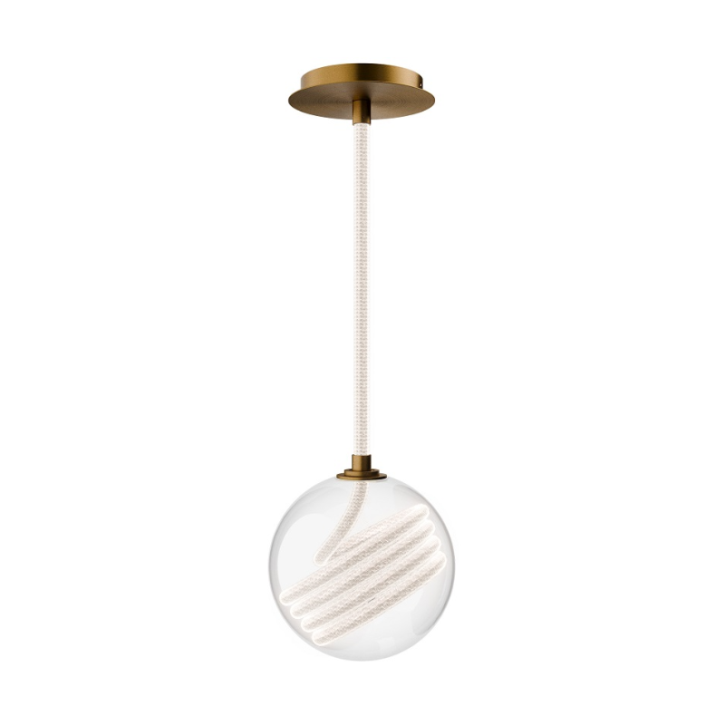dweLED PD417609 Roper 1-lt 9" LED Pendant, 4CCT - Aged Brass