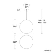 dweLED PD418620 Honeymooner 1-lt 20" LED Pendant
