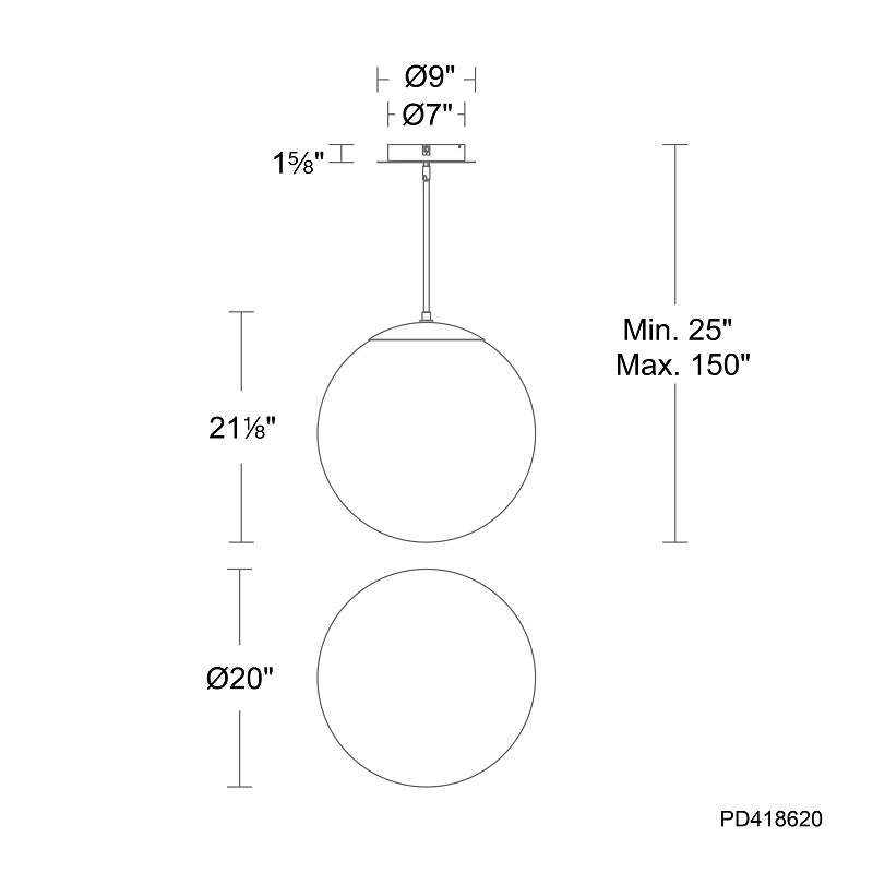 dweLED PD418620 Honeymooner 1-lt 20" LED Pendant