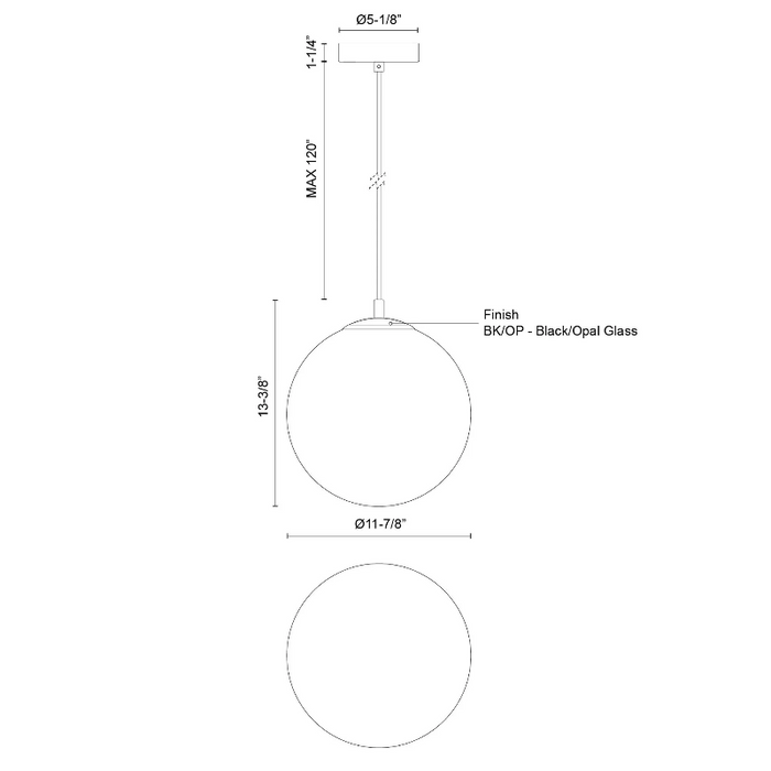 Kuzco PD43212 Marco 1-lt 12" LED Pendant, 5CCT