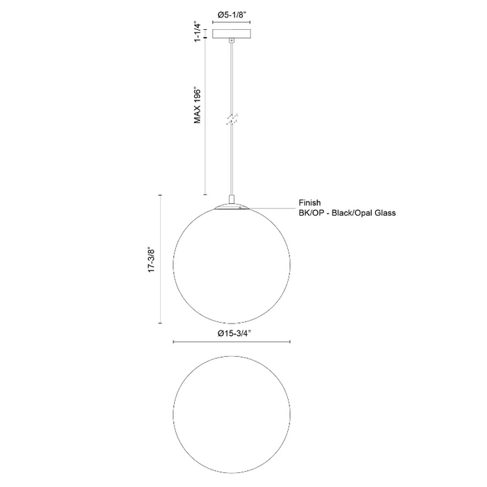 Kuzco PD43616 Marco 1-lt 16" LED Pendant, 5CCT
