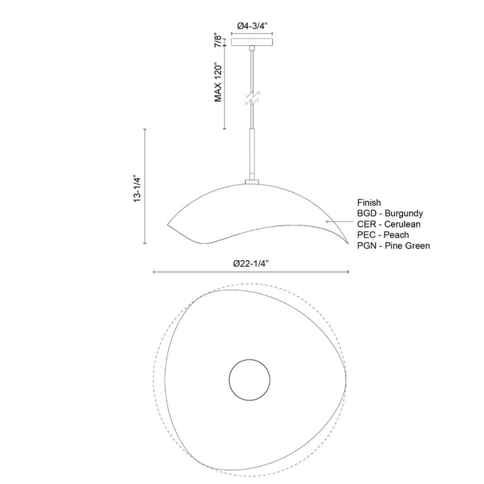 Kuzco PD55922 Kirby 1-lt 22" Pendant