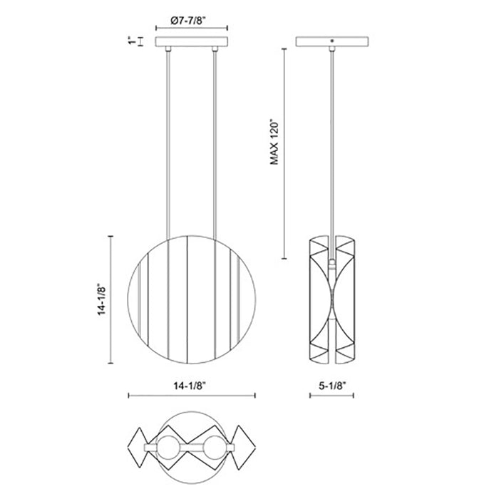 Kuzco PD58014 Akira 2-lt 14" Pendant