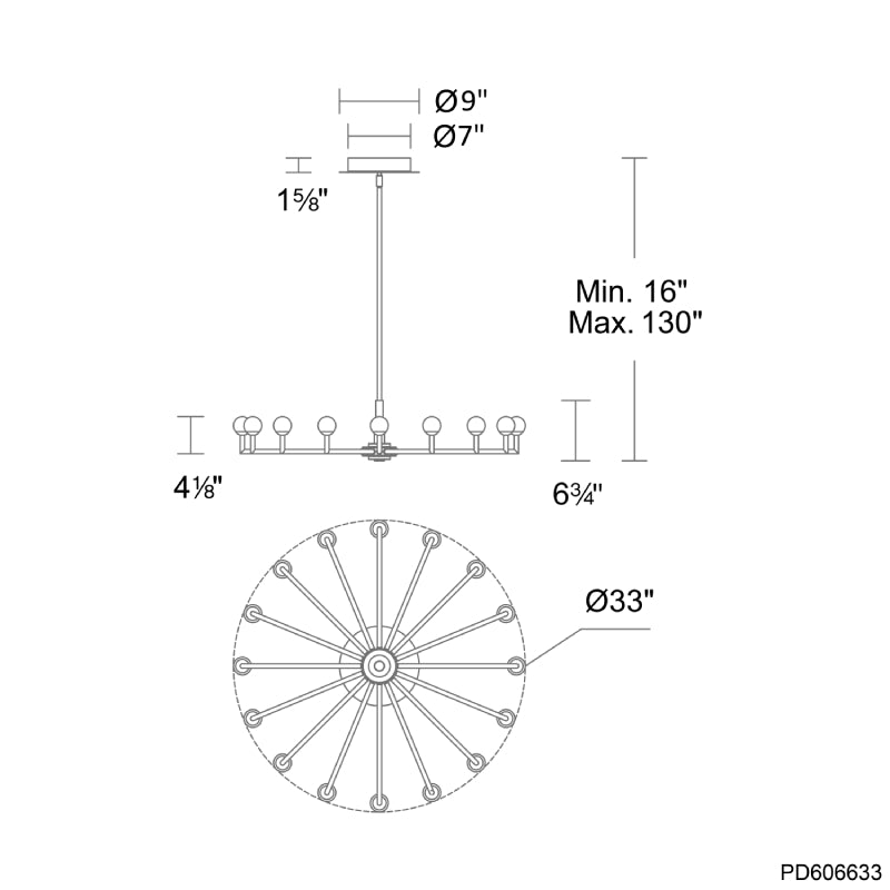 Modern Forms PD606633 Glamis 16-lt 36" LED Pendant