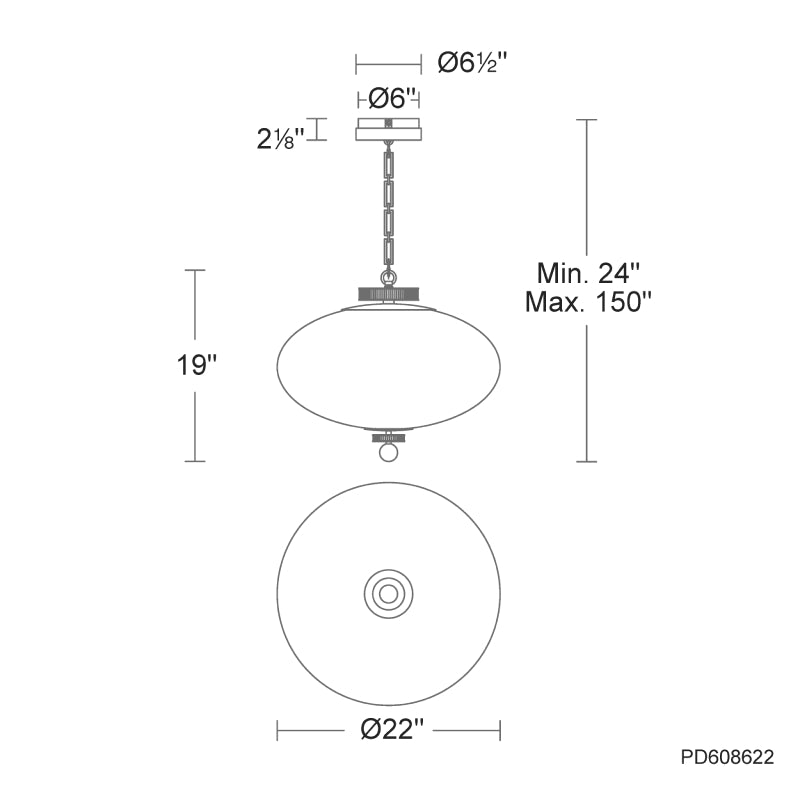 Modern Forms PD608622-TWA Glossey 1-lt 22" LED Pendant
