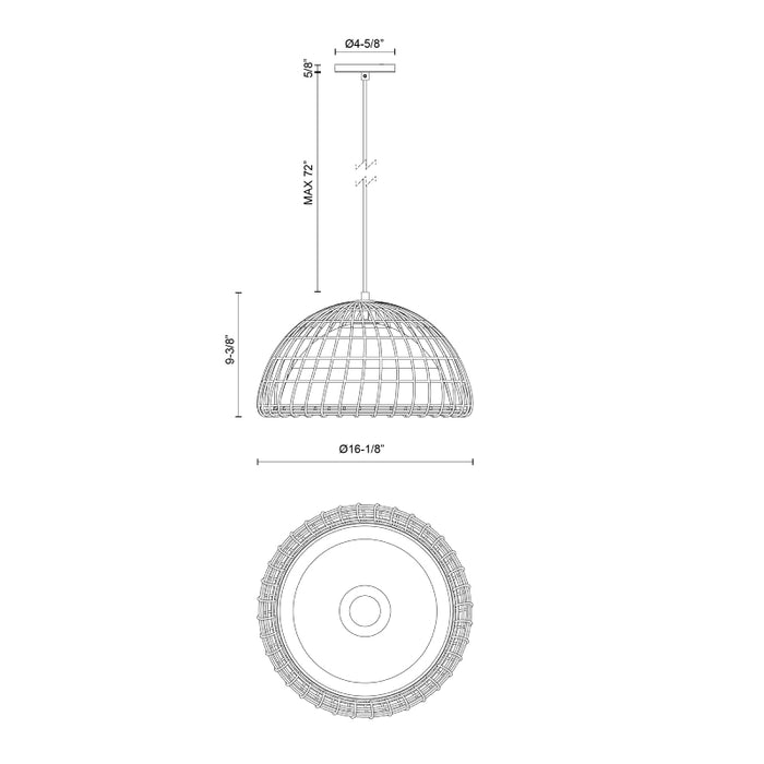 Kuzco PD631416 Bondi 1-lt 16" Pendant