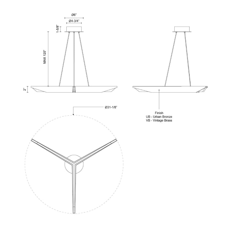 Kuzco PD64231 Tachi 1-lt 31" LED Pendant