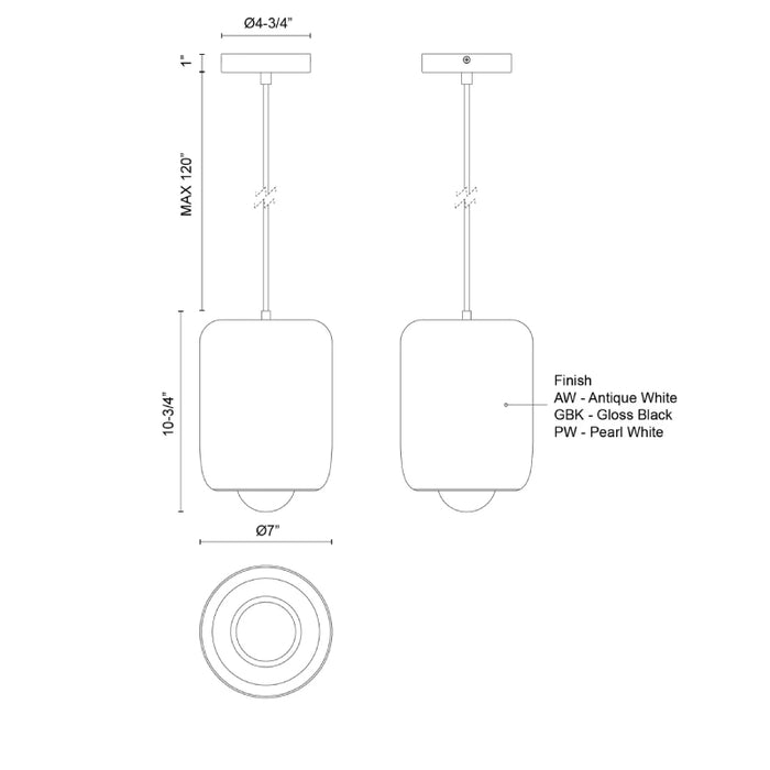 Kuzco PD68507 Hayden 1-lt 7" LED Pendant