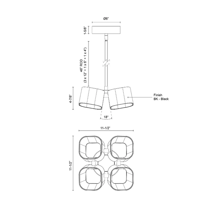Kuzco PD73411 Arena 4-lt 12" LED Pendant