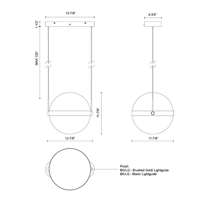 Kuzco PD75912 Pisces 1-lt 13" LED Pendant, Selectable CCT