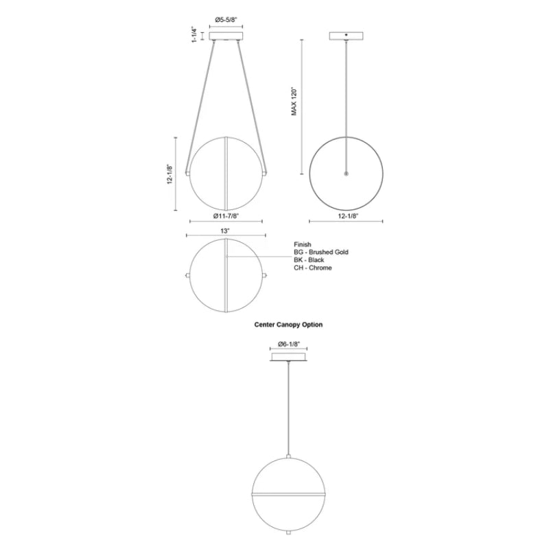 Kuzco PD76712 Aries 1-lt 13" LED Pendant, 120-277V