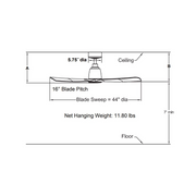 Fanimation FPD8547 Kute 44" Ceiling Fan with LED Light Kit