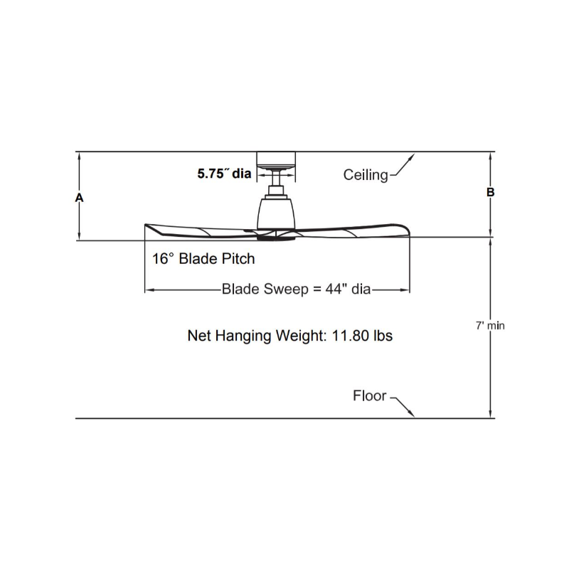 Fanimation FPD8547 Kute 44" Ceiling Fan with LED Light Kit