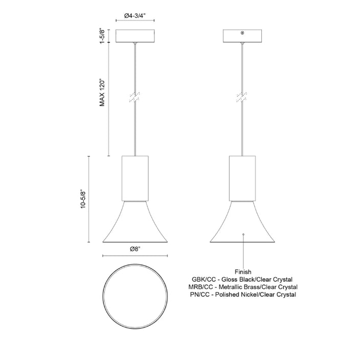 Kuzco PD94108 Floe 1-lt 8" LED Pendant