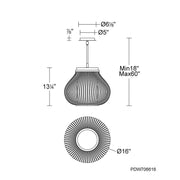 dweLED PDW706616 Poppin 1-lt 14" LED Outdoor Pendant, 4CCT