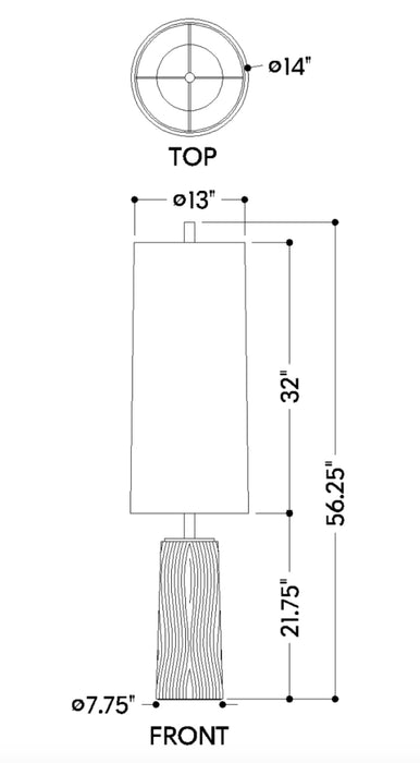 Troy PFL1156 Thane 3-lt 56" Tall Floor Lamp
